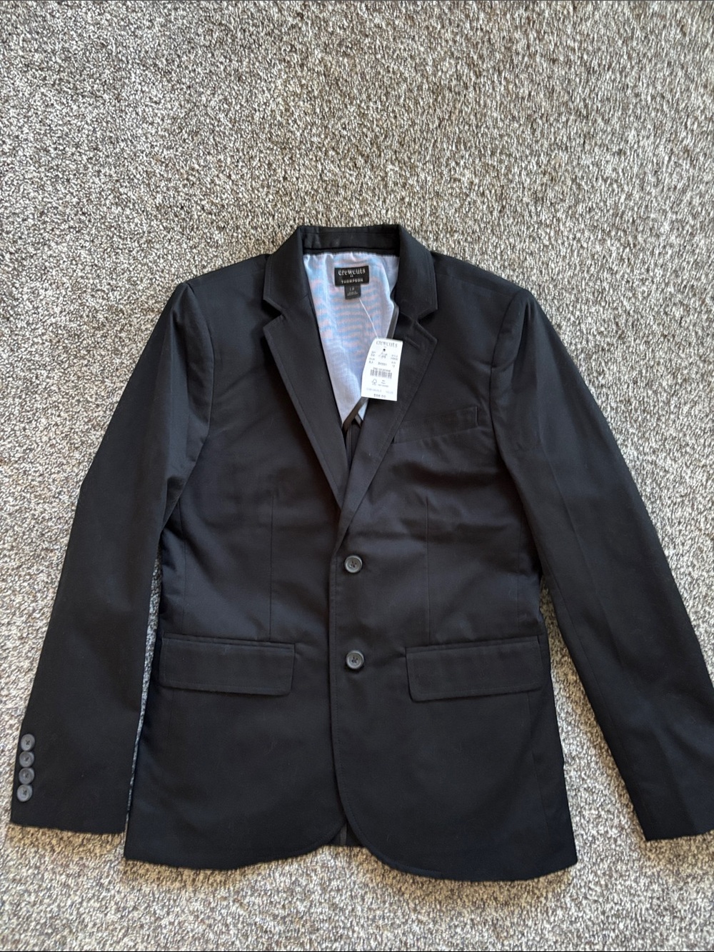 Crewcuts Thompson Boys Black Two-Button Notch Lapel Blazer size 12